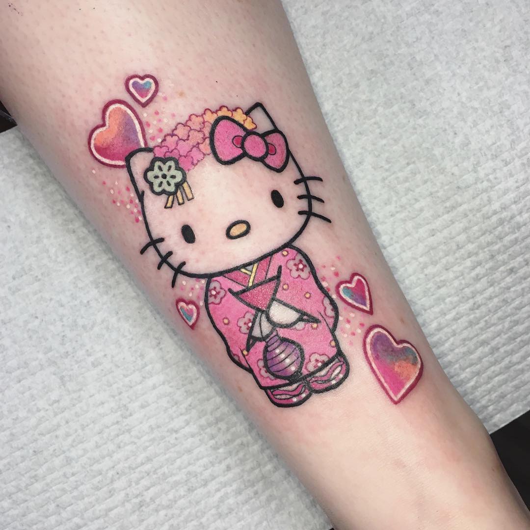 Hello Kitty tatuaggio by @carly.kawaii