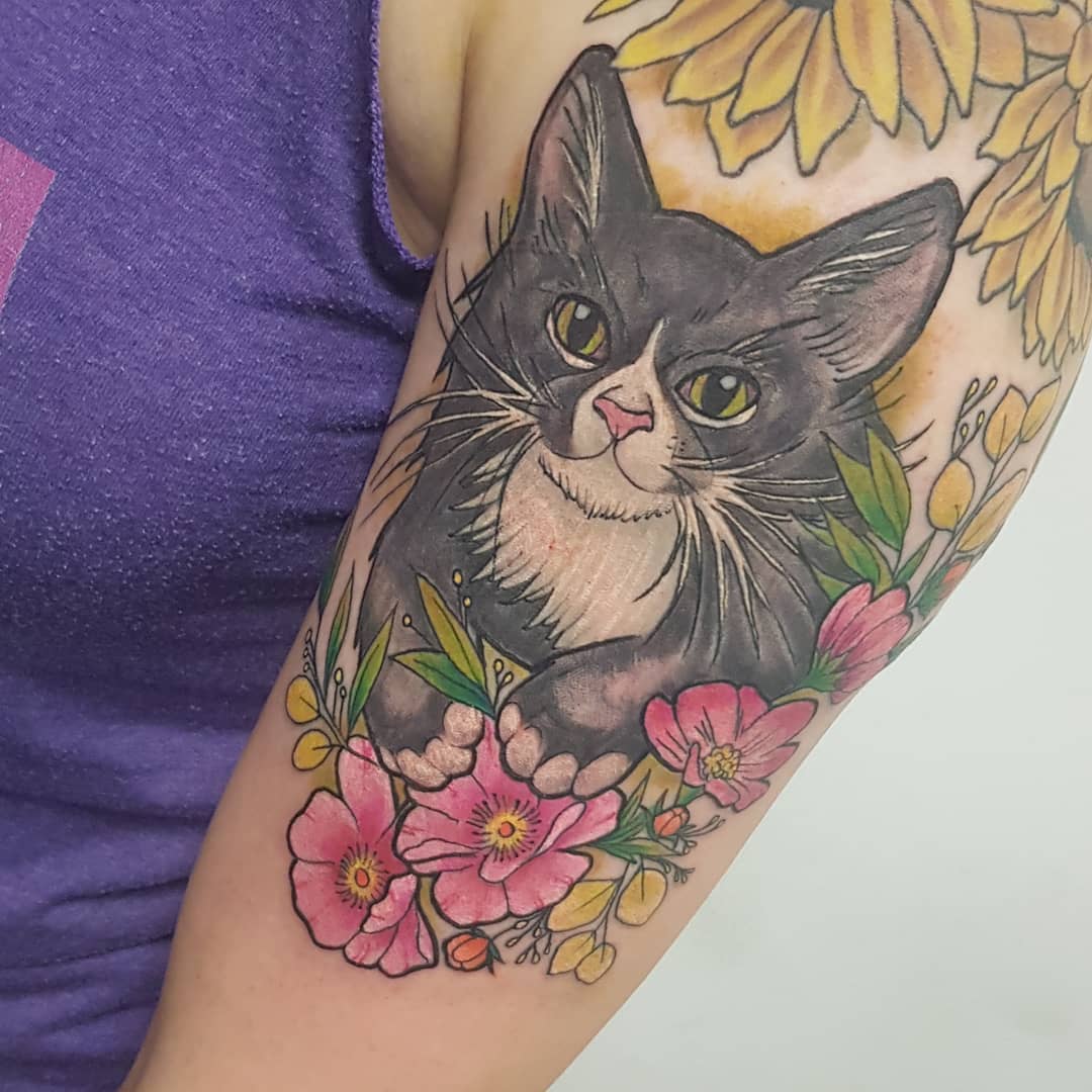 Tattoo gatto by @missbeebumble