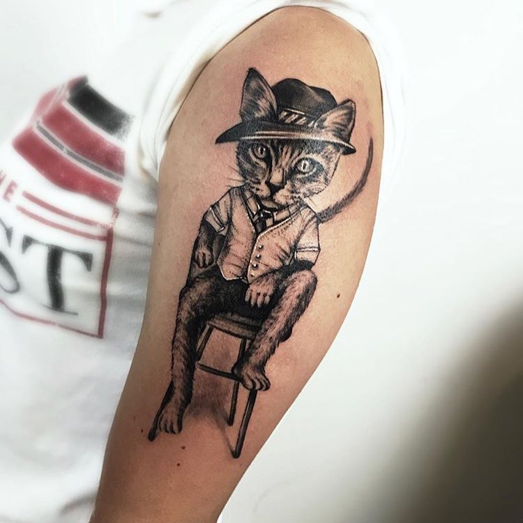 Tattoo gatto by @samsaratattoosabanilla
