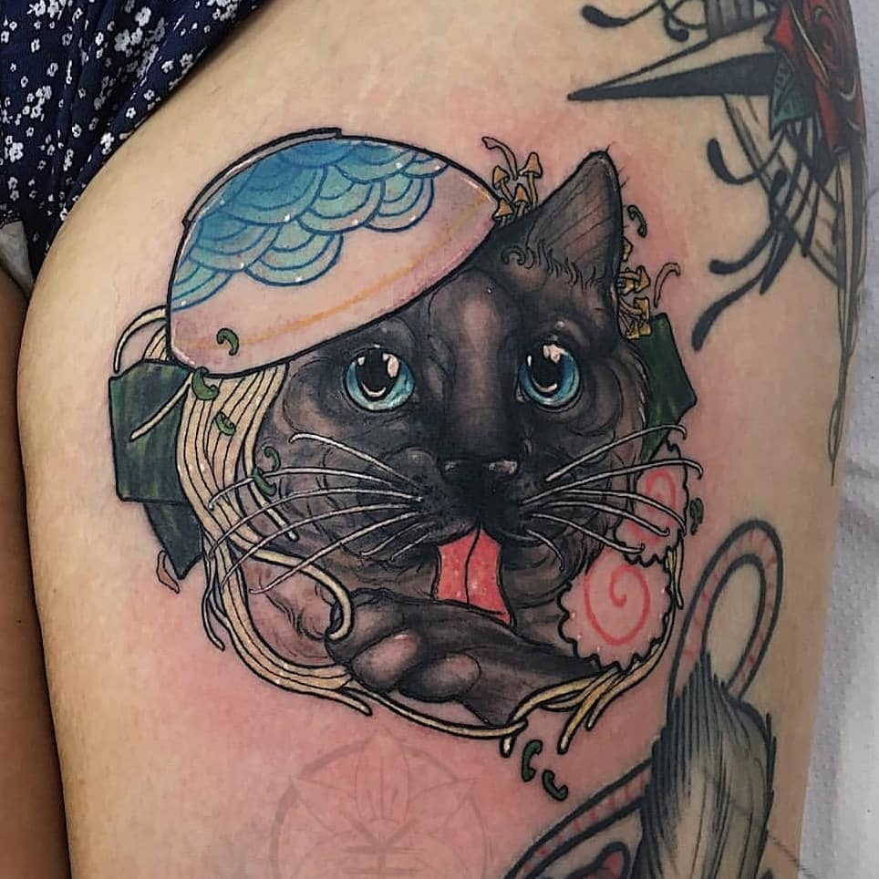 gatto tattoo by @ladyredcat presso @mambotattoo