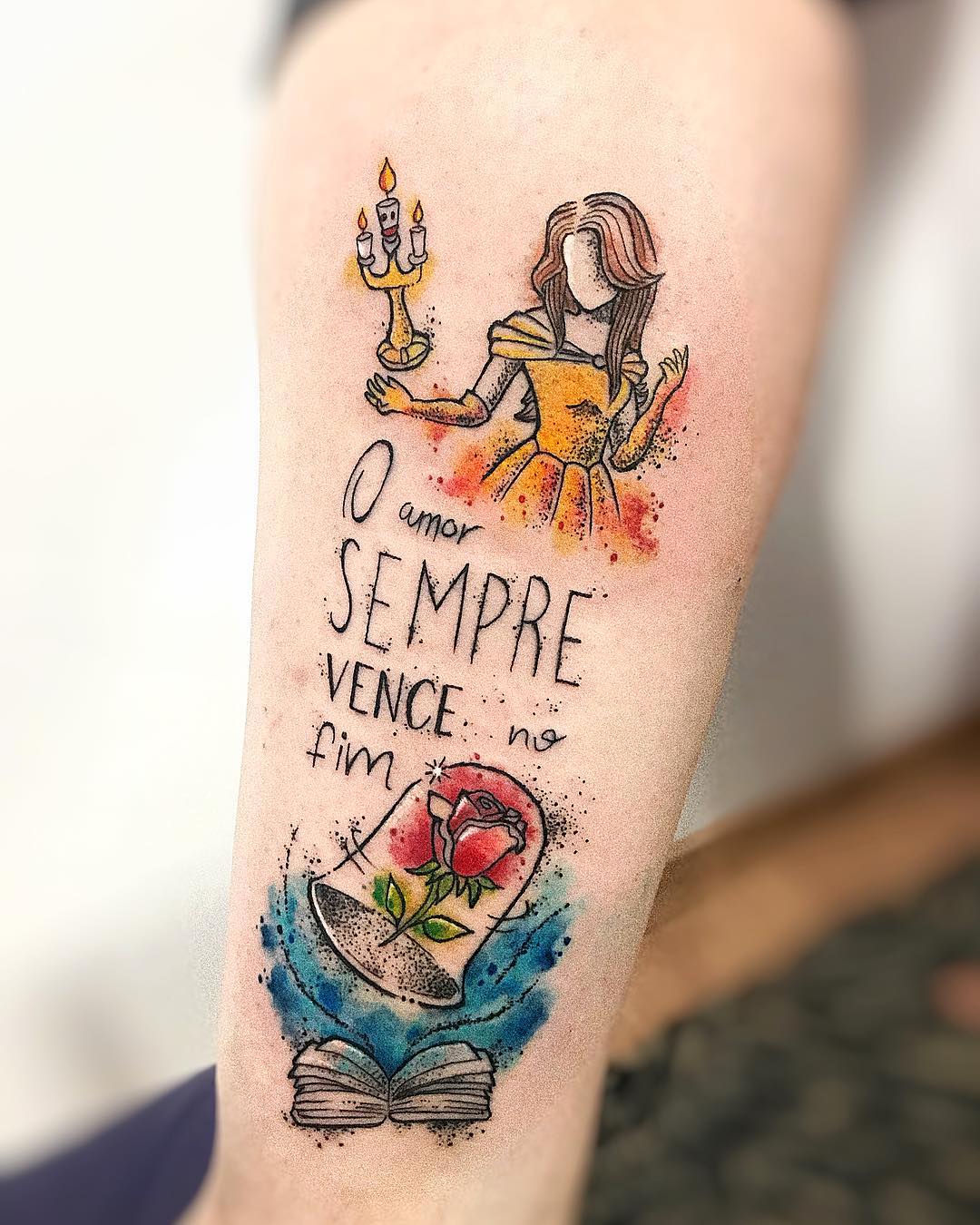 the beauty and the beast tattoo colour by @leods21