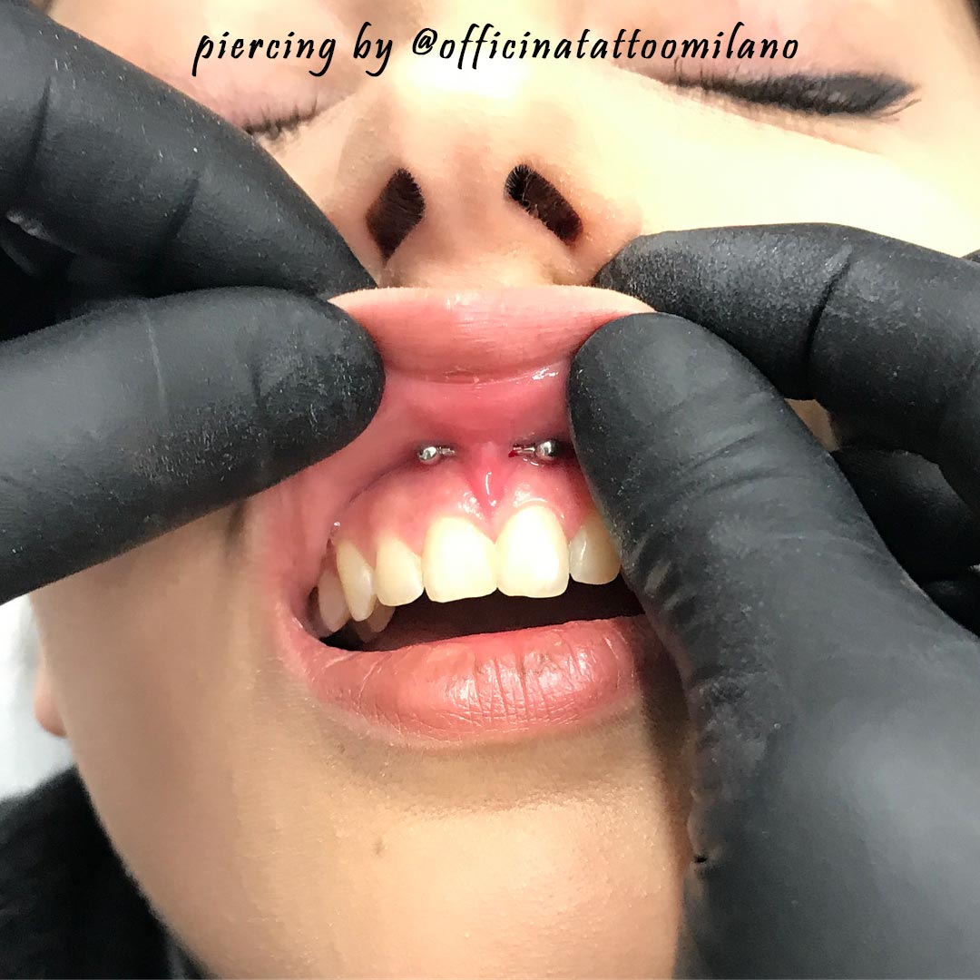 smiley piercing by @officinatattoomilano