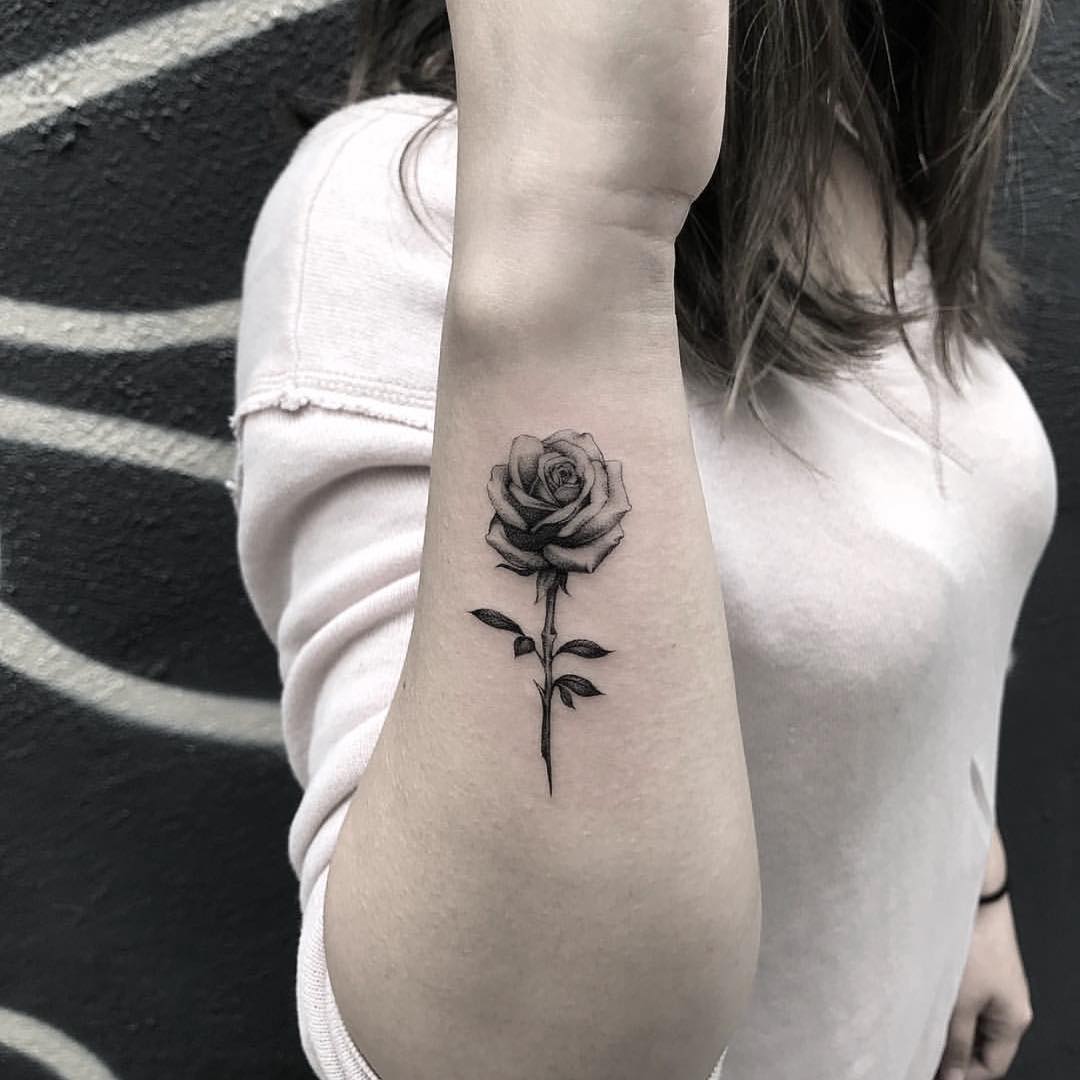 black and grey rose tattoo by @generation8tattoo