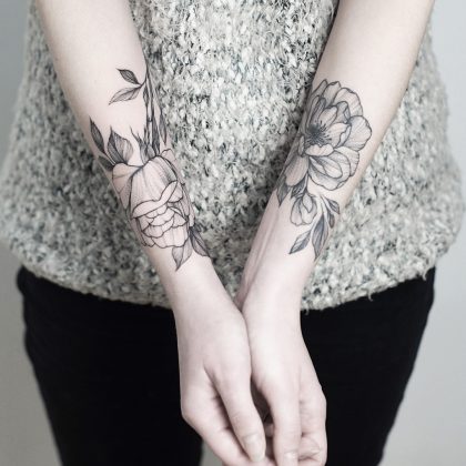 tatuaggi rose bianche e nere by @botykanna