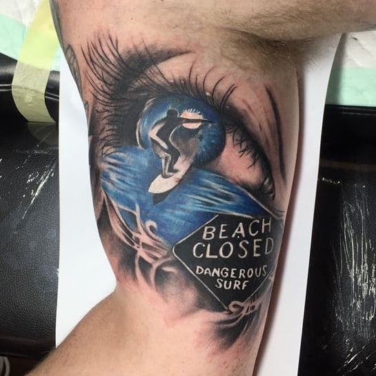 tattoo surf occhio mare by @sunriseink bali