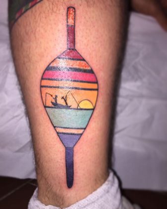 tatuaggio gallegiante mare pesca tramonto by @serenatremarella