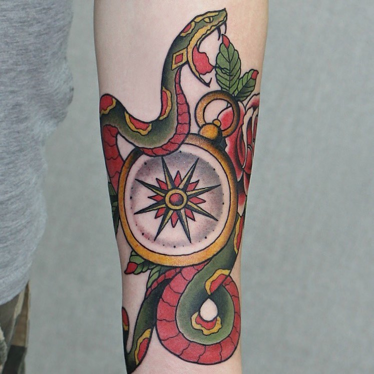 compass Old School tattoo ph @dobryydan