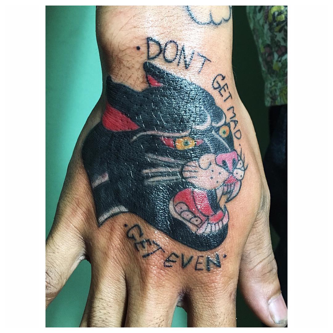 tattoo Old School mano pantera ph @ikaw storyzii