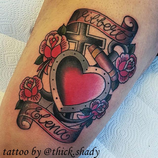 tattoo cuore croce scritte by @thick.shady