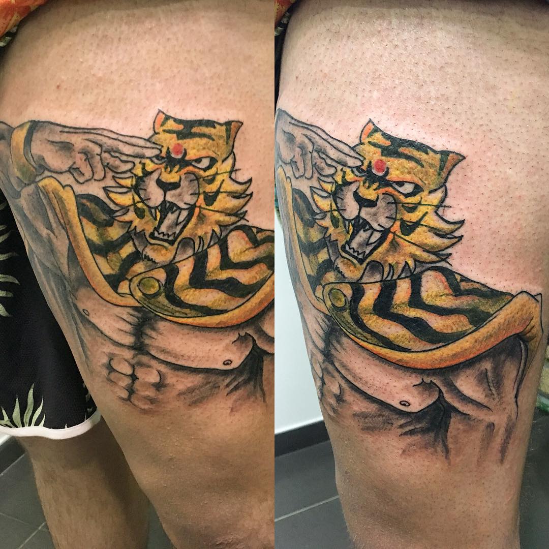 tatuaggio cartoni uomo tigre by @krakentattoosicily