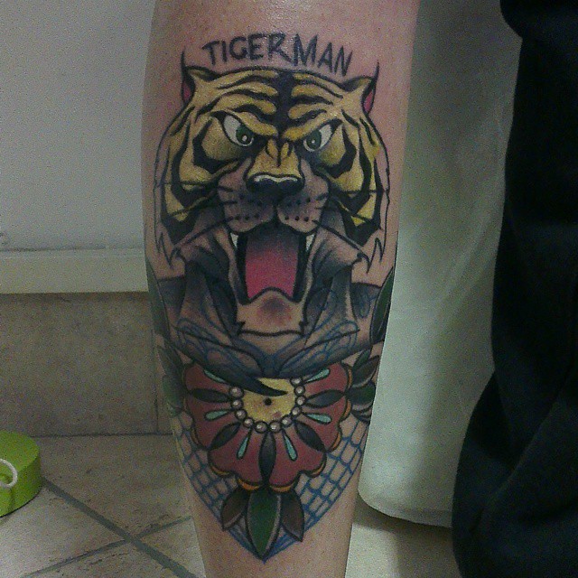tatuaggio cartoni uomo tigre by @smelancolia