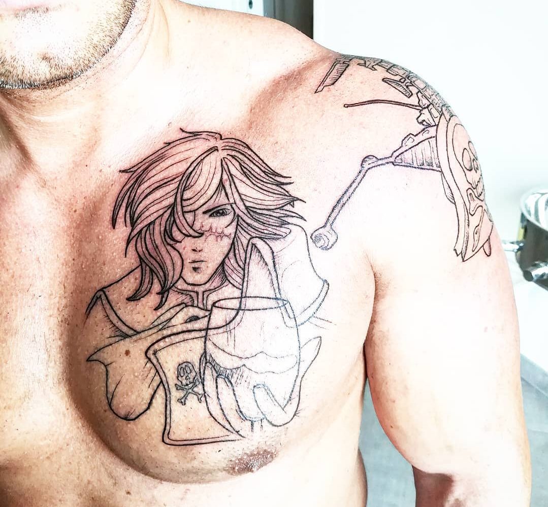 tatuaggio cartoon capitan harlock by @giulia santostefano