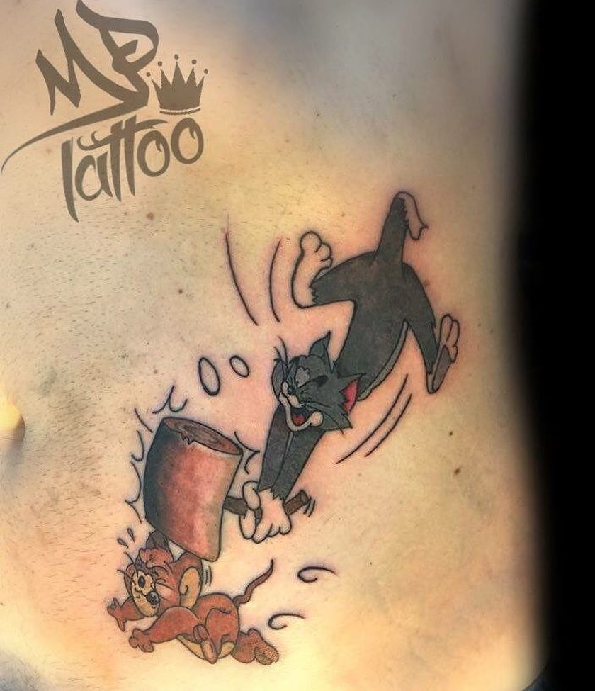 tatuaggio cartoon tomjerry by @marco proietti tattooer