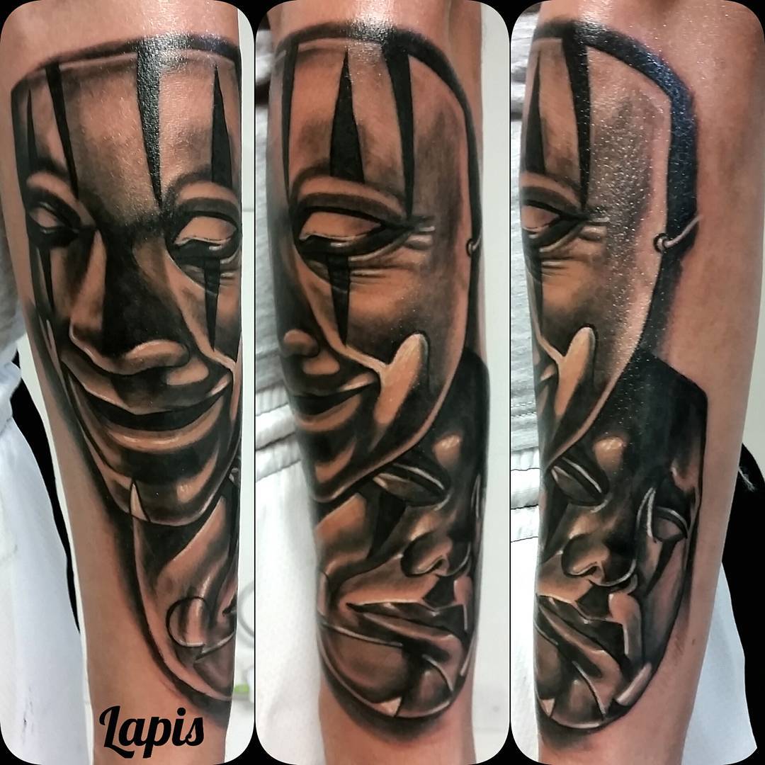 tatuaggio maschere chicane by @epis.andrea lapistattoo bdr 1