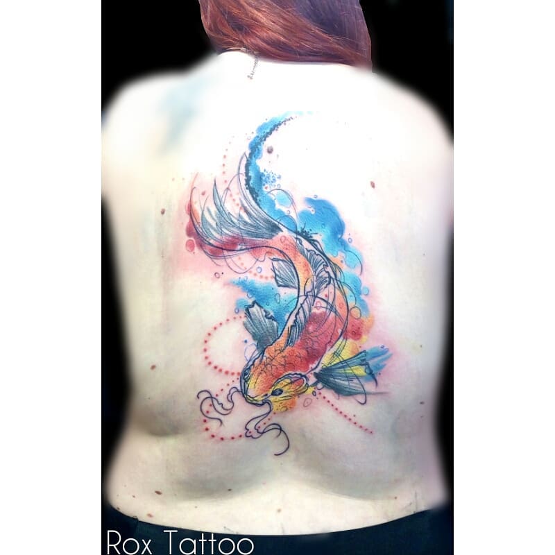 carpa koi schiena tattoo ph @la rox tattoo