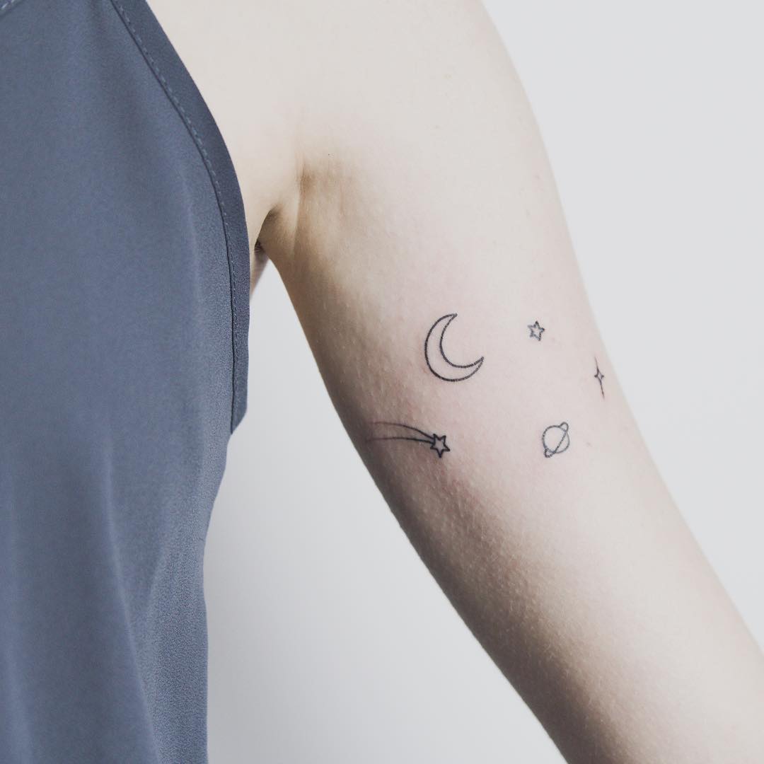 tattoo stilizzato pianeti by @bymosler