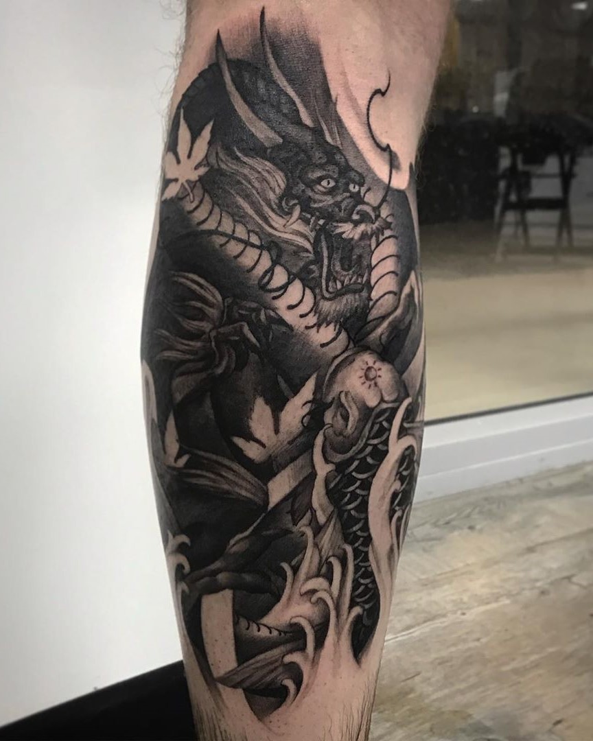 tatuaggio carpa koi dragone ph @lelo tattooz