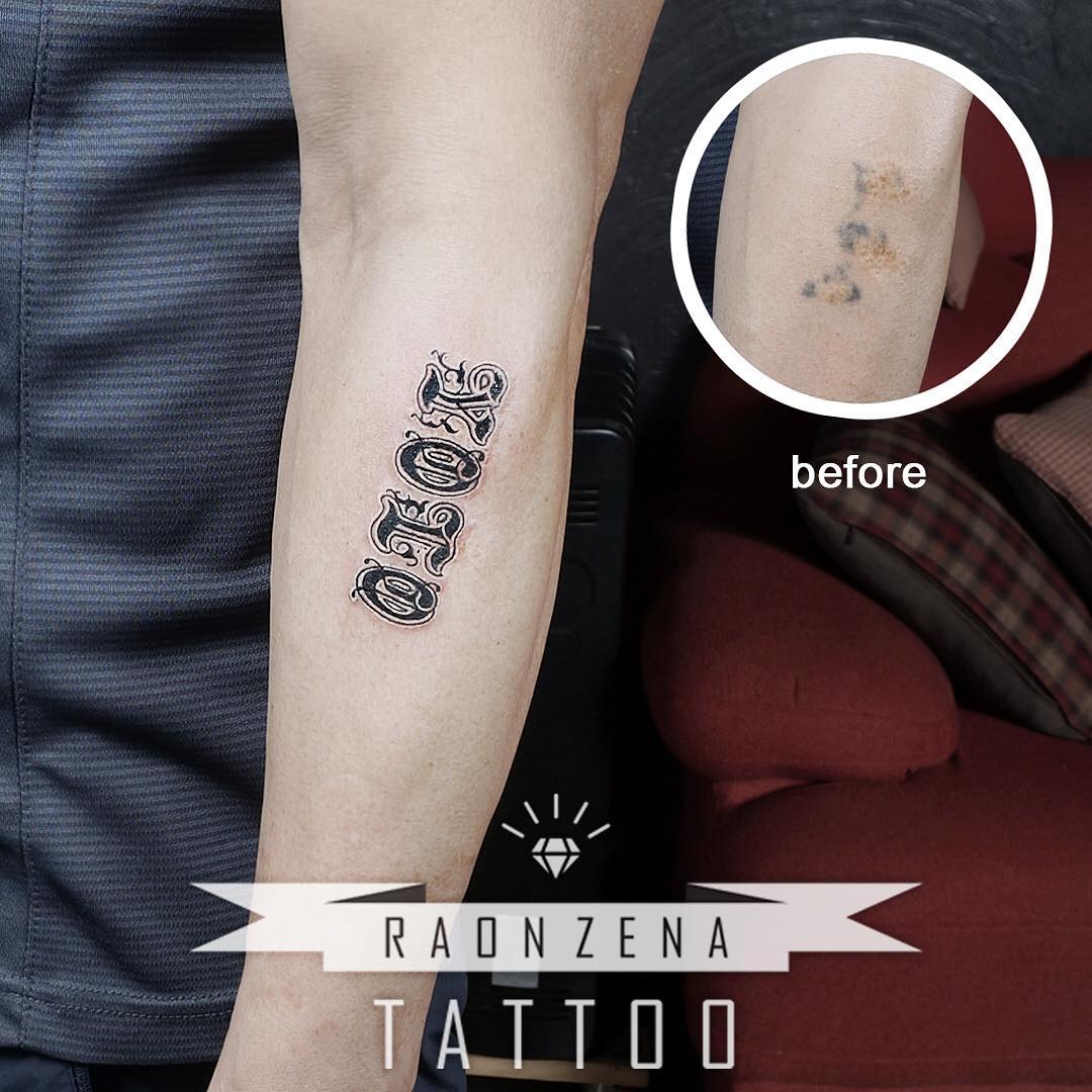 Tattoo lettering cover up ph @raonzena tattoo henna