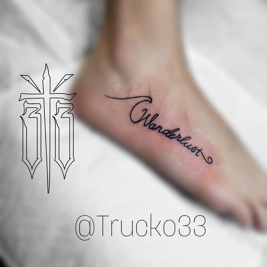 Tattoo lettering piede ph @dam tattootrucko33